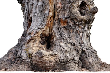 A picture of a tree trunk with a visible hole. This image can be used to depict nature, decay, or a...