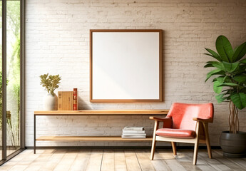 Modern Home Office with Elegant Chair and Plants.