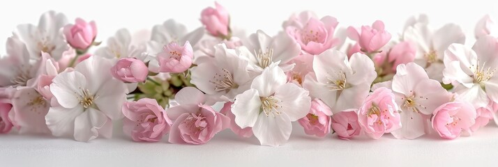 Spring Bouquet Pink White Flowers Over, Banner Image For Website, Background, Desktop Wallpaper