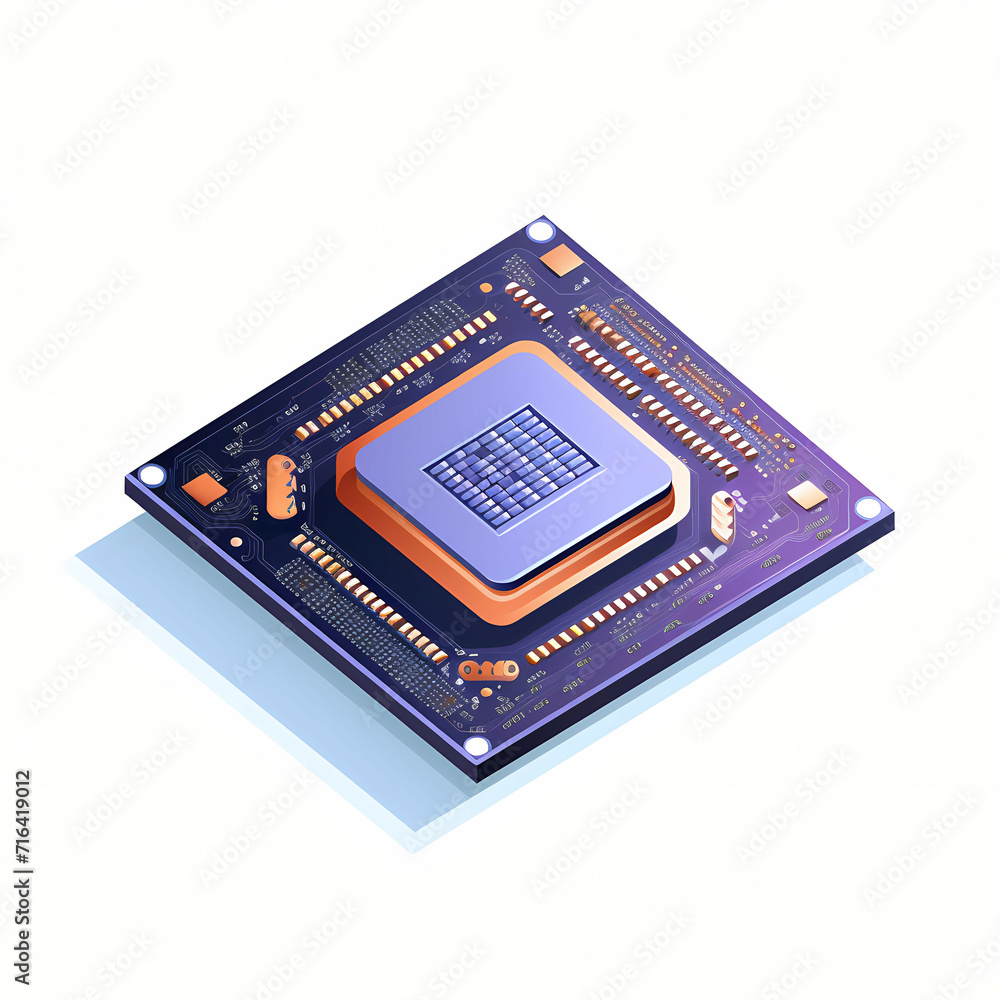 Poster icon of a processor white background, a computer chip with a square