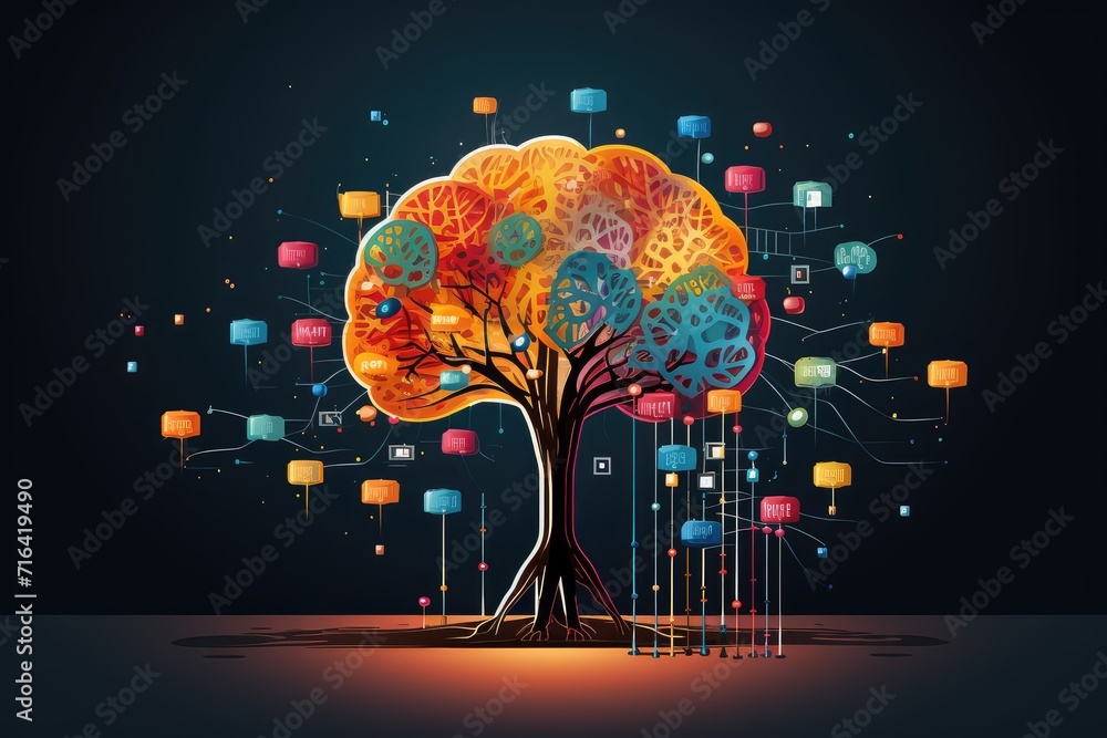 Poster aging brain complex puzzle - mind game ingenious synapses pathways. wit visionary, brain's visualiza