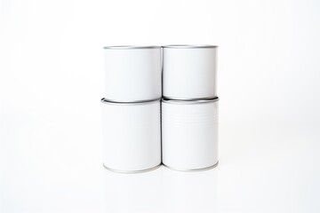 Obraz premium stack of blank aluminum cans against a white backdrop