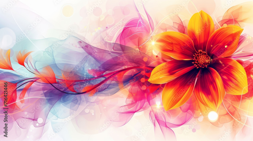 Poster digital technology transparent colorful flowers abstract graphics poster web page .