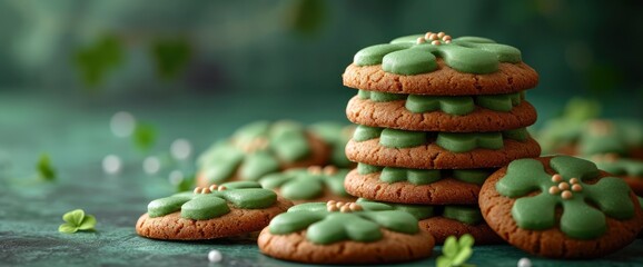 Homemade Green Shamrock Cookies St Patricks, HD, Background Wallpaper, Desktop Wallpaper
