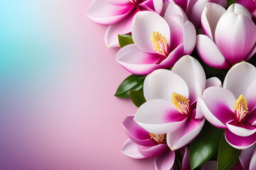 pink and white magnolia. 