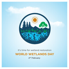 World Wetlands Day, 2nd February Social Media Square Post Vector Design  Template
