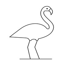 Continuous one line drawing of flamingo bird outline vector illustration 