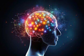 Cognitive decline, disorder, aging brain mosaic of thoughts forgetting dementia, mental mind patterns. Neuro creativity, innovative brainwaves ingenious, variegated neural landscape cognition tapestry