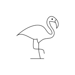 Continuous one line drawing of flamingo bird outline vector illustration 