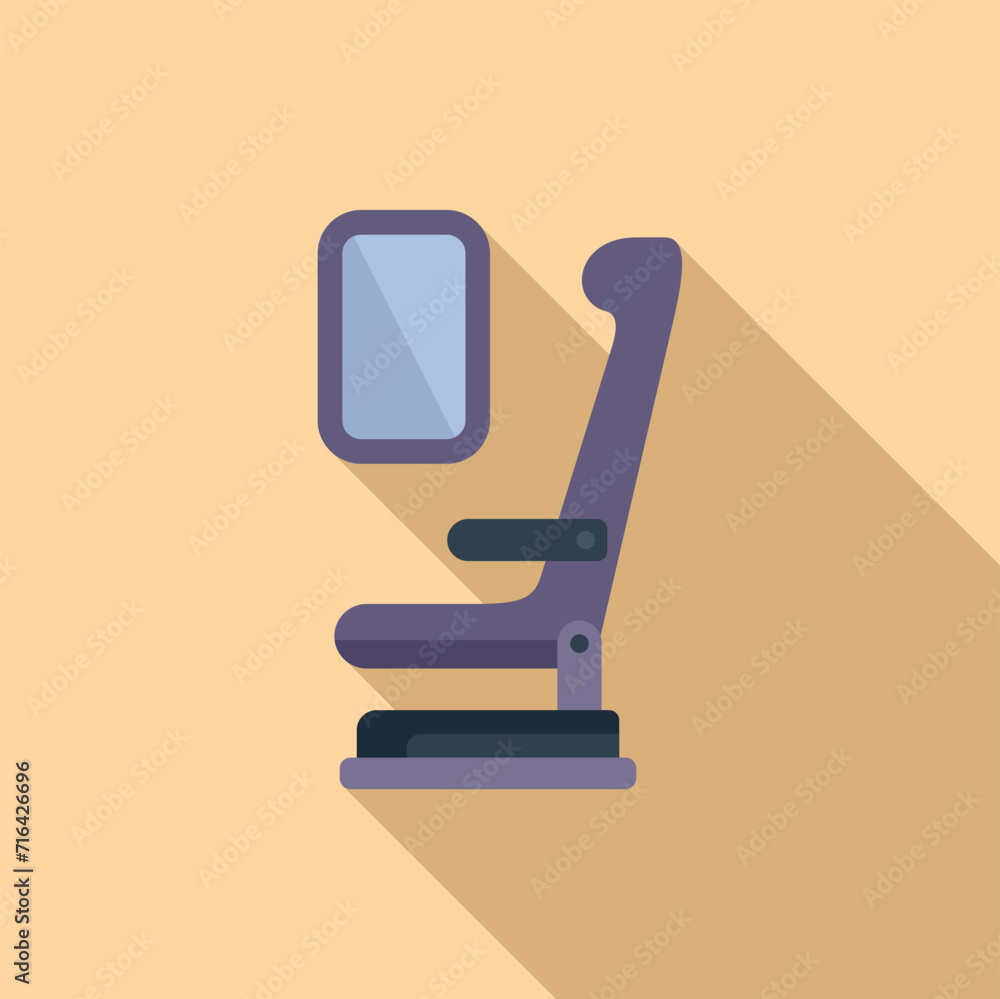 Sticker Service seat window icon flat vector. Vacation plane. Chair vip fly