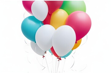 Vibrant balloon collection, isolated on white. Perfect for celebrations, parties, and joyful occasions.