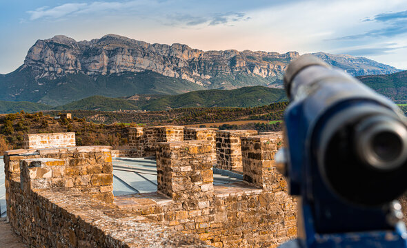 Defensive wall of Ainsa, a town in the Pyrenees. Sobrarbe region.