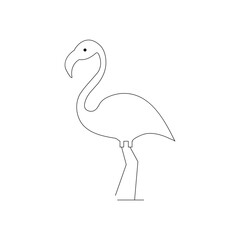 Continuous one line drawing of flamingo bird outline vector illustration 
