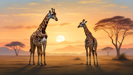 Explore conservation themes by illustrating efforts to protect giraffes and their natural habitats