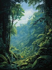Fototapeta na wymiar Green Expanse: Serene Rainforest Canopies Wall Art - Nature's Marvels