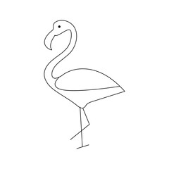 Continuous one line drawing of flamingo bird outline vector illustration 