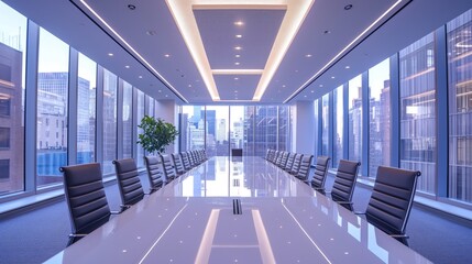 Contemporary Luxury conference room Interior with Stylish Furniture and Large Windows. - obrazy, fototapety, plakaty