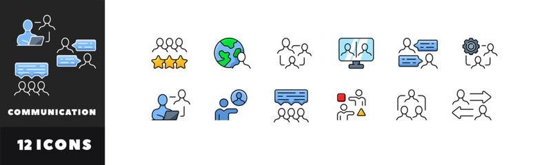 Communication icon set. Communication flat icons. Vector icons