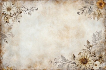 vintage background with wildflowers, designs for cards, greetings and congratulations, copy space and shabby chic look