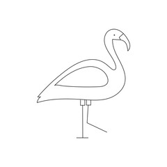 Continuous one line drawing of flamingo bird outline vector illustration 
