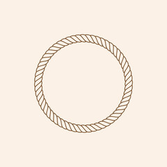 Round rope curve symbol set. Different thickness circular ropes set for decoration. Vector isolated on white.