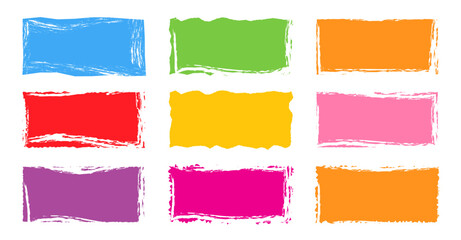 Jagged rectangle. Bright color simple shapes. Rectangle paper template jagged and rough.