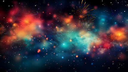 Fototapeta premium Happy New Year, burning fireworks with bokeh light background