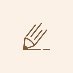 Pencil Icon. Eraser Pen Flat and Outline Design and Back to School Concept on White Background.
