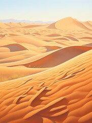 Fototapeta na wymiar Golden Desert Curves: Sunlit Sand Dune Vistas Canvas Print