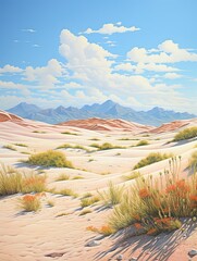 Sunlit Sand Dune Vistas: Captivating Country Painting of Vast Desert Landscape