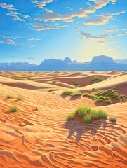 Sunlit Sand Dune Vistas: Famous Desert Locales in National Park Print