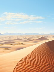 Fototapeta na wymiar Sunlit Sand Dune Vistas: Captivating Wide Desert Perspective in Panoramic Print