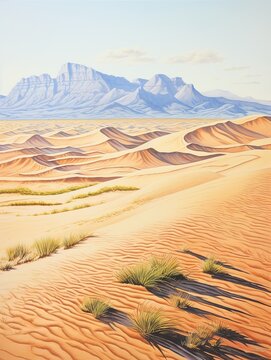 Sunlit Sand Dune Vistas: Captivating Prints of Famous Desert Locales at National Park