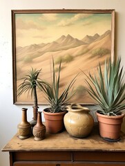 Sunlit Sand Dune Vistas: Captivating Vintage Desert Scene with Rustic Hues