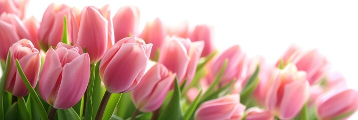  Bouquet Gentle Pink Tulips On White, Banner Image For Website, Background, Desktop Wallpaper