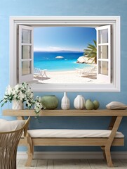 Timeless Mediterranean Coasts Scenic Vista Wall Art: Panoramic Beach and Ocean View