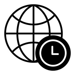 World Timezone solid glyph icon