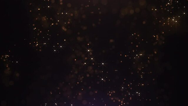 Abstract Golden Dust Particles Background. Luxury Glitter And Dark Background 4K.