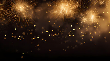 Obraz premium Happy New Year, burning fireworks with bokeh light background