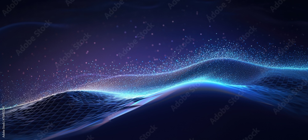 Aufkleber flowing wave, big data visualization, social networking, and global network connections in a futuris