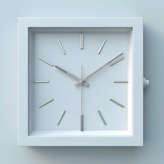 Minimalist White Clock on Grey Background