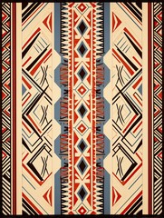 Traditional Native Tribal Art Plateau Art Print - Elevated Tribal Patterns in Mountain Native Art
