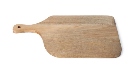 One wooden cutting board isolated on white