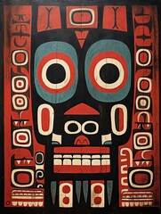 Indigenous Symbols: Vintage Tribal Art Painting with Traditional Native Rustic Patterns