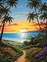 Tropical Island Horizons: Countryside Journey through Exquisite Beach Print