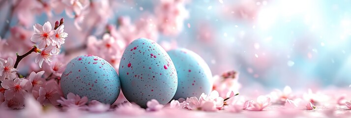 Fototapeta na wymiar Cherry Blossoms Eggs On Light Background, Banner Image For Website, Background, Desktop Wallpaper