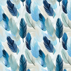 seamless pattern with blue feathers