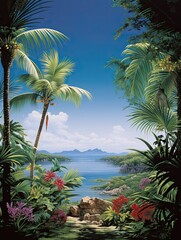 Panoramic Island Display: Tropical Island Horizons Scenic Vista