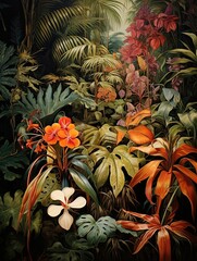 Obraz premium Tropical Jungle Wildlife: Earth Tones Botanical Wall Art