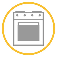 Fototapeta premium Button grau orange mit Backofen Icon: Herd oder Küche